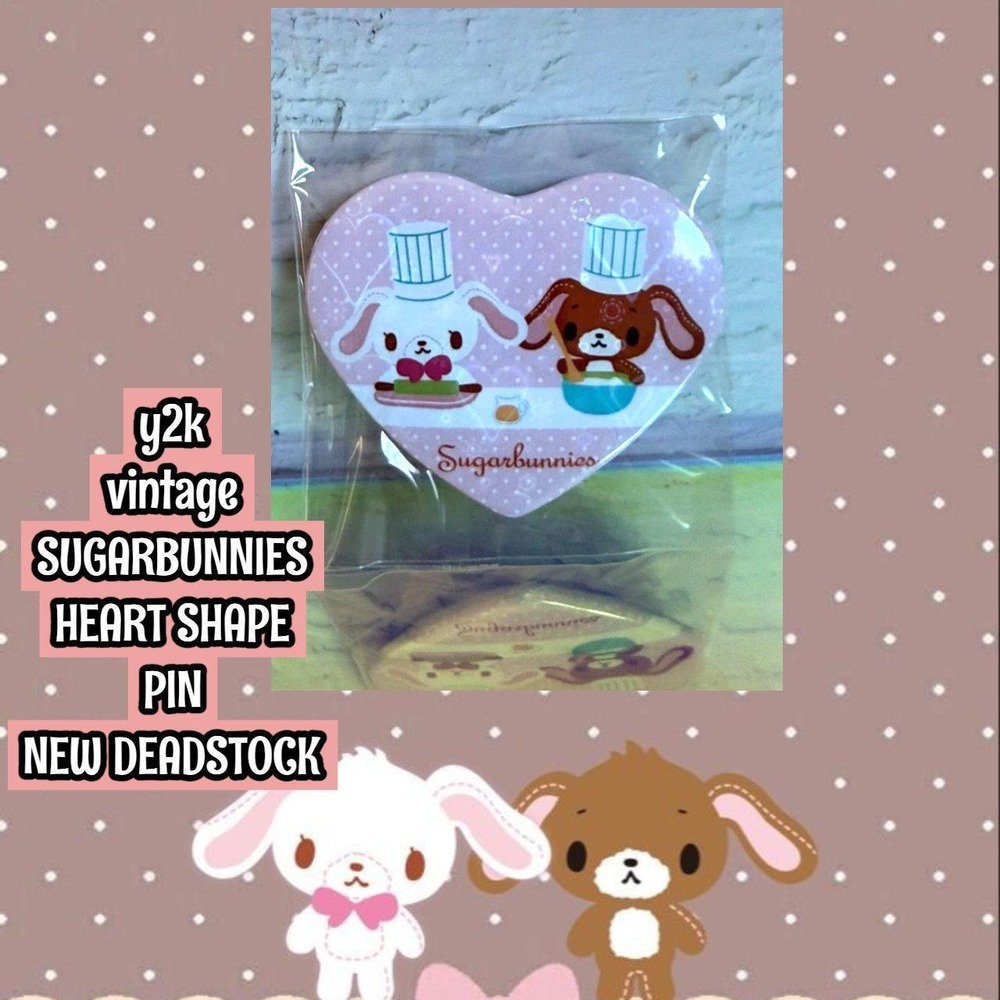 Y2K RARE Vintage Sanrio Sugarbunnies Heart Shaped Baking Collectible Pin